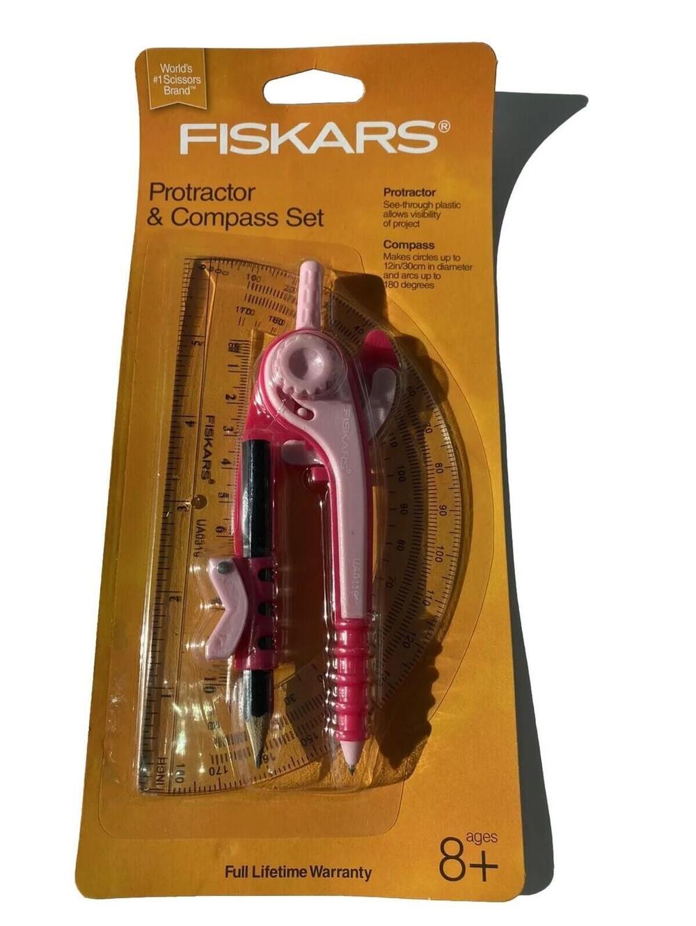 Fiskars Protractor and Compass Set Geometry Drawing Tool New